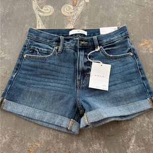 KanCan Blue Jean Shorts with Cuffed Hem and Mid-Rise Fit